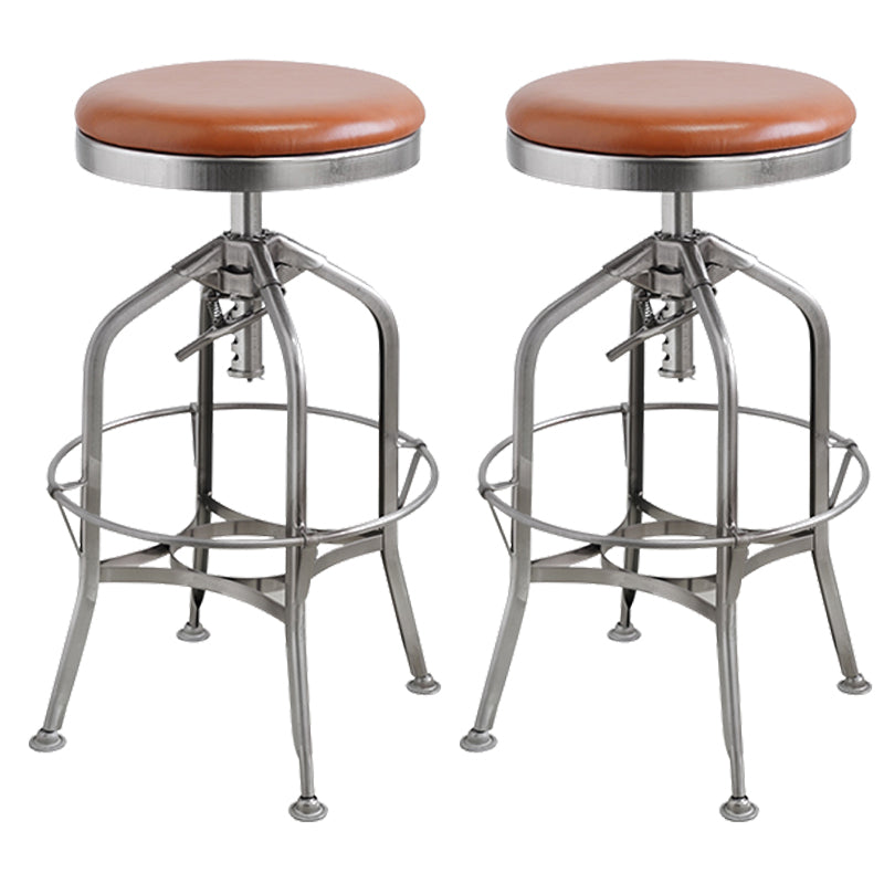 Industrial Metal Legs Bar Stools Indoor Faux Leather Counter Chair
