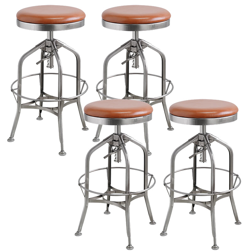 Industrial Metal Legs Bar Stools Indoor Faux Leather Counter Chair