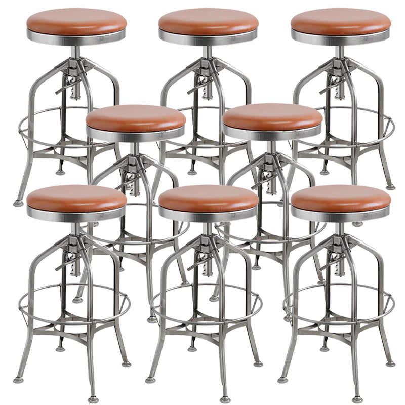 Industrial Metal Legs Bar Stools Indoor Faux Leather Counter Chair
