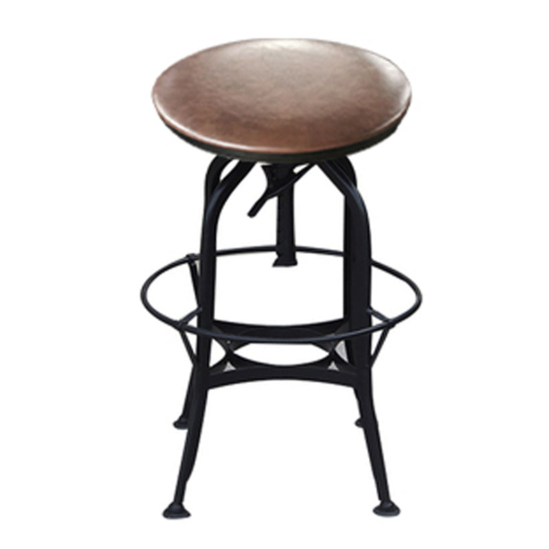 Industrial Metal Legs Bar Stools Indoor Faux Leather Counter Chair