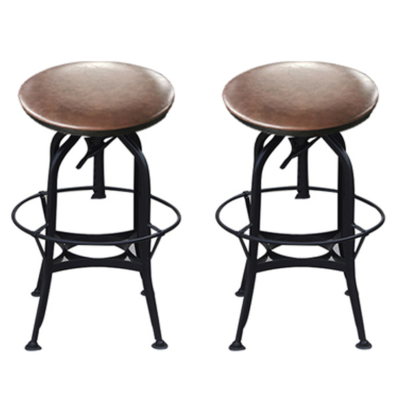 Industrial Metal Legs Bar Stools Indoor Faux Leather Counter Chair