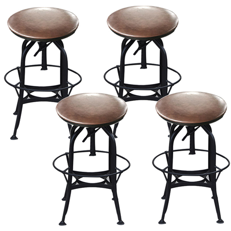 Industrial Metal Legs Bar Stools Indoor Faux Leather Counter Chair