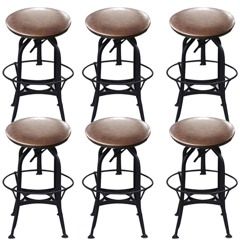 Industrial Metal Legs Bar Stools Indoor Faux Leather Counter Chair