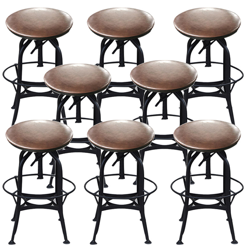 Industrial Metal Legs Bar Stools Indoor Faux Leather Counter Chair