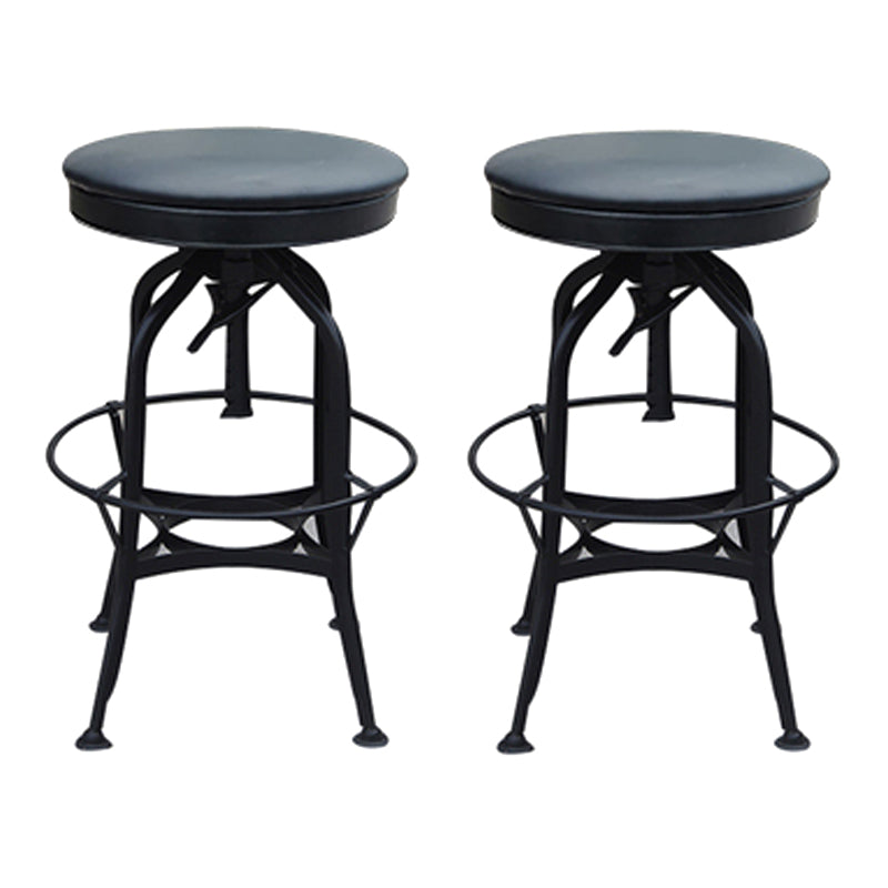 Industrial Metal Legs Bar Stools Indoor Faux Leather Counter Chair