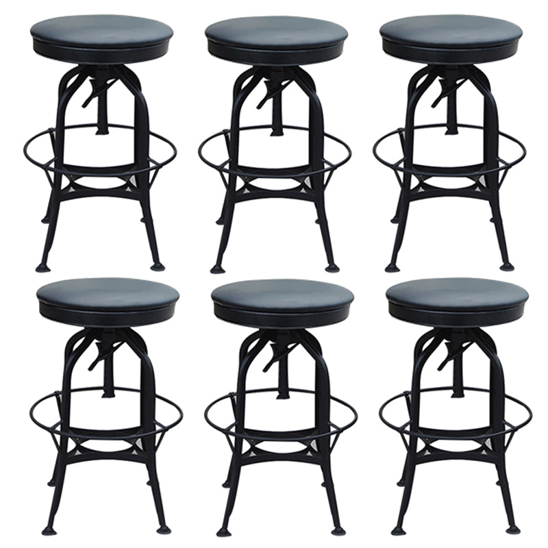 Industrial Metal Legs Bar Stools Indoor Faux Leather Counter Chair