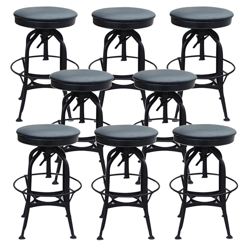 Industrial Metal Legs Bar Stools Indoor Faux Leather Counter Chair