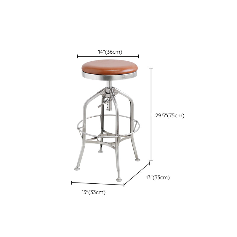 Industrial Metal Legs Bar Stools Indoor Faux Leather Counter Chair