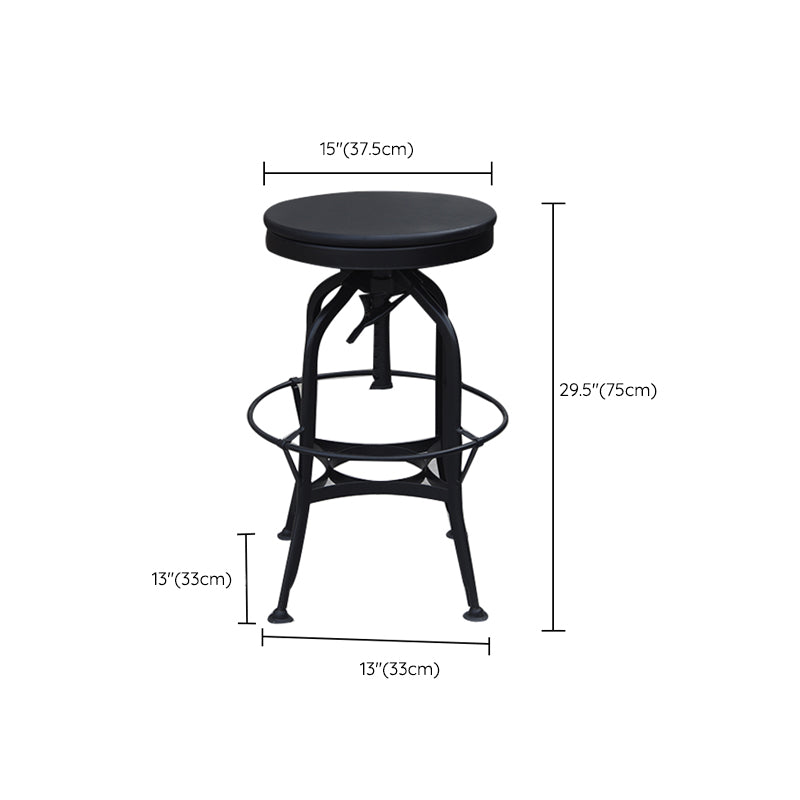 Industrial Metal Legs Bar Stools Indoor Faux Leather Counter Chair