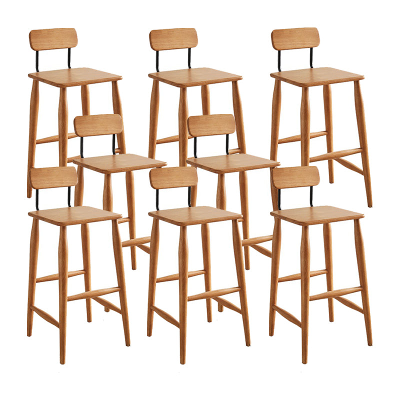 Indoor Solid Wood Bar Stool Low Back Bar Stool with Footrest