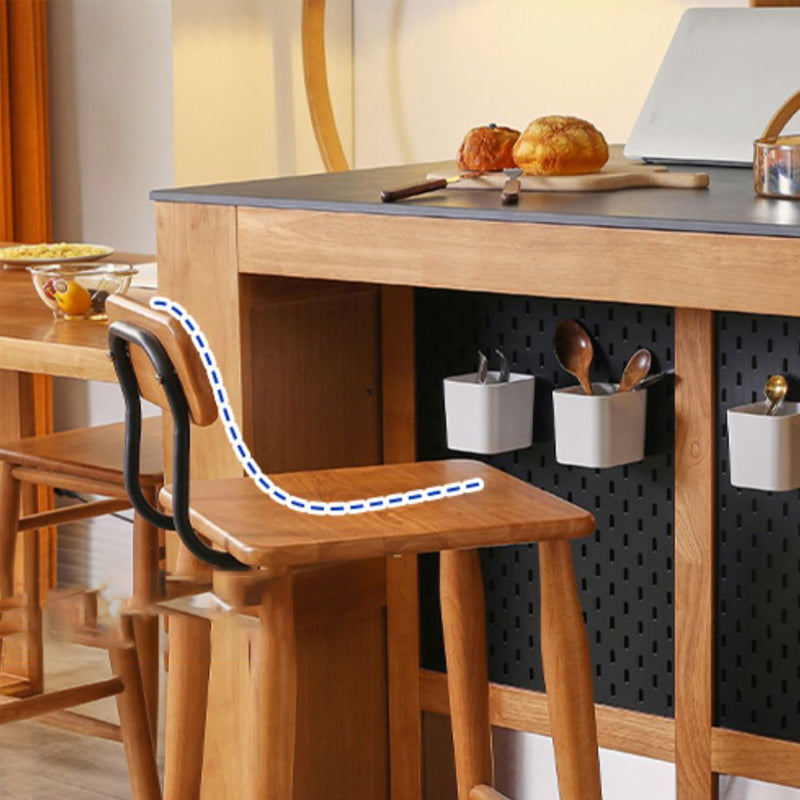 Indoor Solid Wood Bar Stool Low Back Bar Stool with Footrest