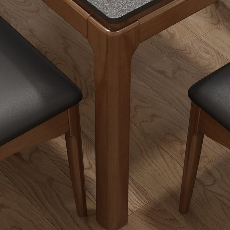 Modern Stone Rectangle Dining Table Rubber Wood Base for Dining Room