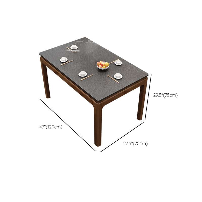 Modern Stone Rectangle Dining Table Rubber Wood Base for Dining Room