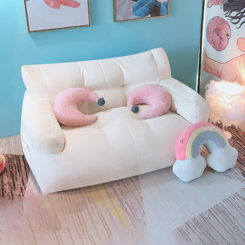 Modern Fabric Loveseat Sofa Rolled Arm Settee for Living Room