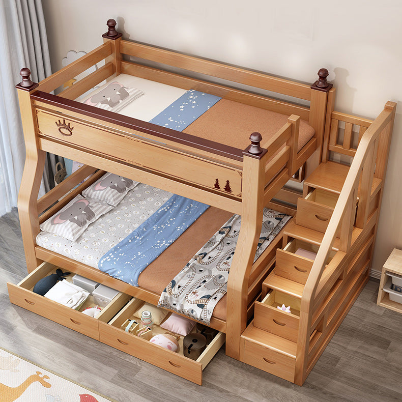 Solid Wood Natural Bunk Bed Scandinavian Kids Bed with Mattress