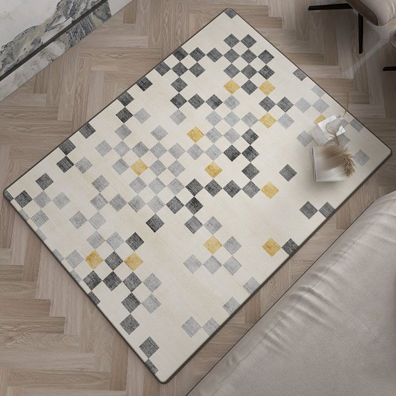 Luxury Lattice Rug Synthetic Modern Anti-Slip Backing Washable Rug for Home Decor