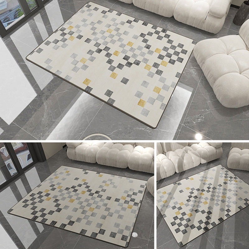 Luxury Lattice Rug Synthetic Modern Anti-Slip Backing Washable Rug for Home Decor