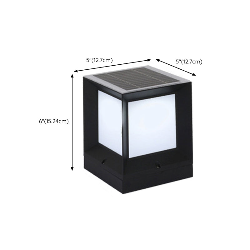 Nordic Style Aluminum Outdoor Light Rectangle Shape Solar Energy Pillar Lamp for Outdoor