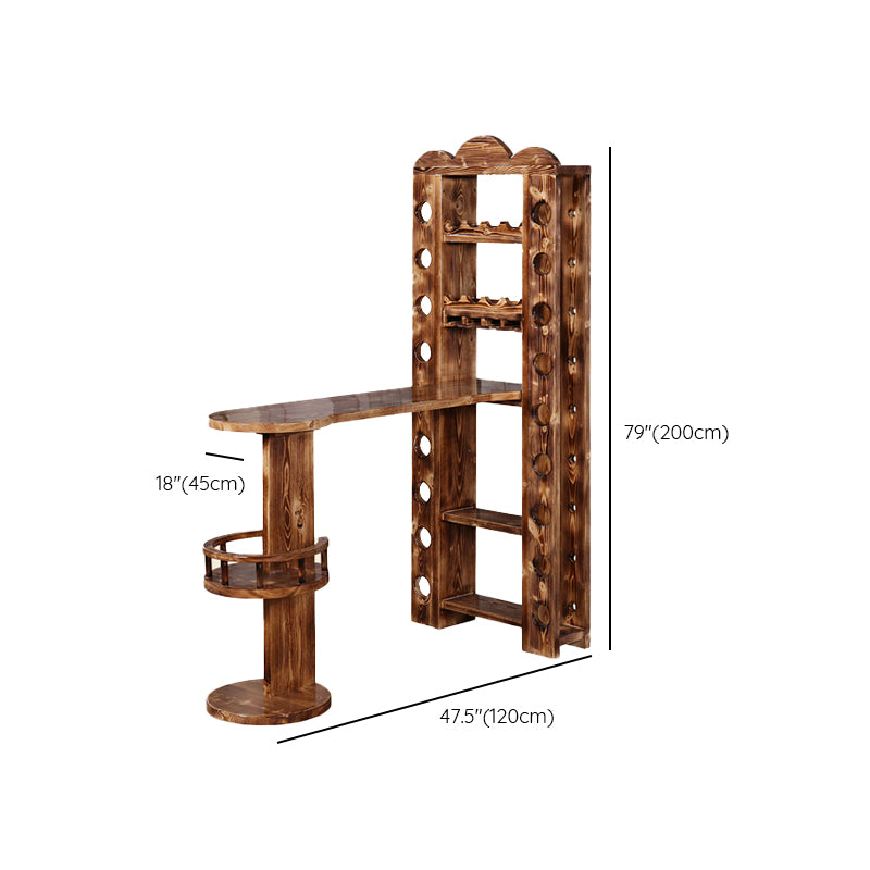 Traditional Wooden Bar Dining Table Ellipse Shape Bar Table for Kitchen