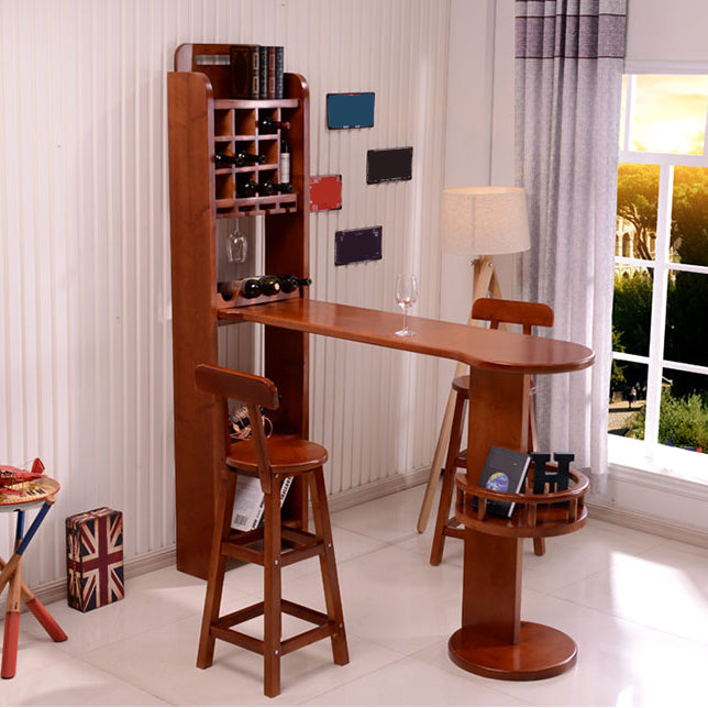 Modern Rubber Wood Bar Dining Table Ellipse Bar Table for Kitchen