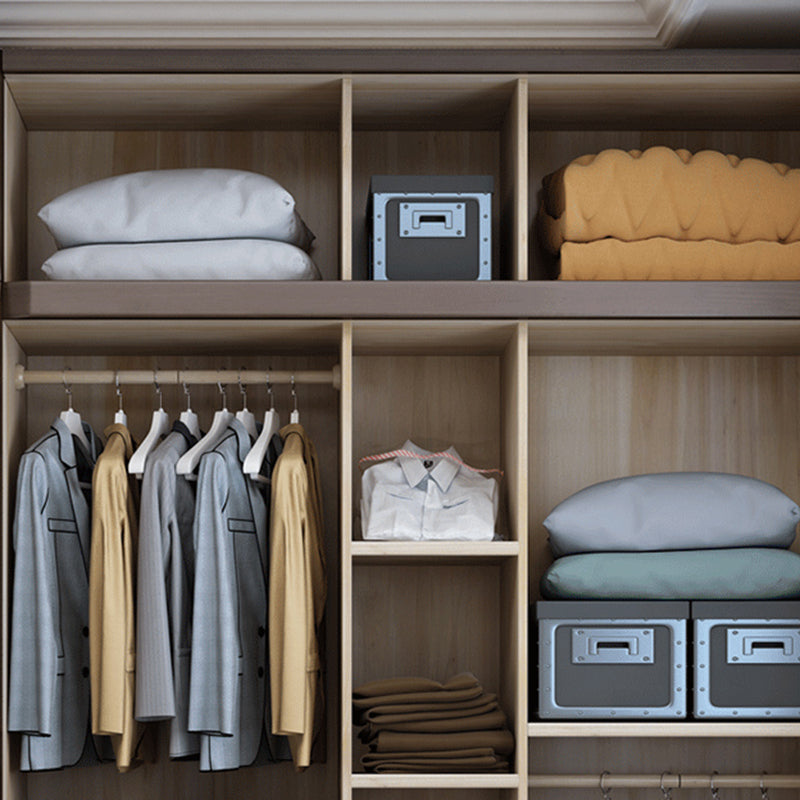 Traditional Style Wardrobe Closet Brown Wooden Wardrobe Cabinet