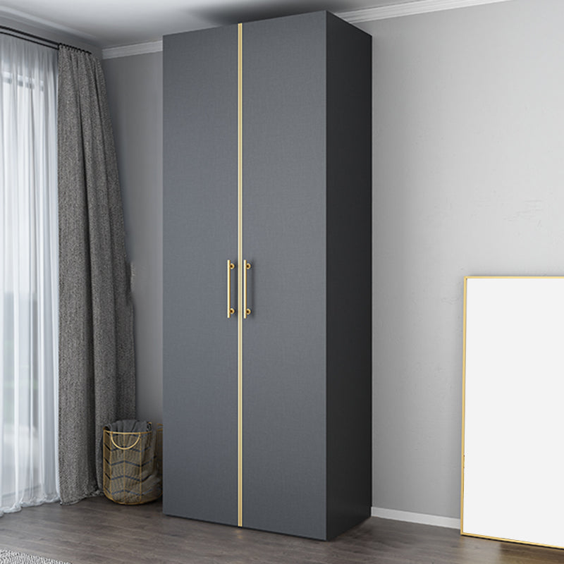 Modern Wardrobe Closet Grey Engineered Wood Wardrobe Cabinet