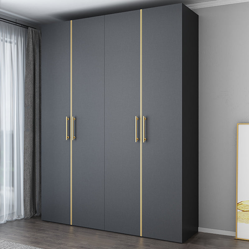 Modern Wardrobe Closet Grey Engineered Wood Wardrobe Cabinet