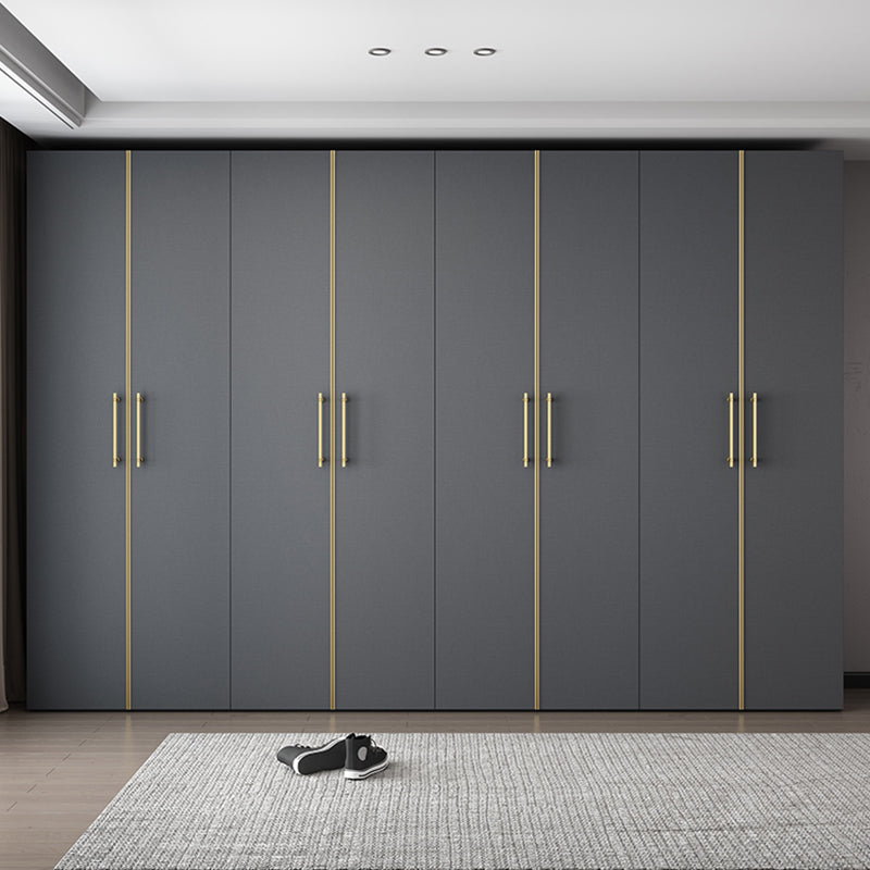 Modern Wardrobe Closet Grey Engineered Wood Wardrobe Cabinet