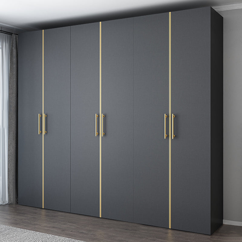 Modern Wardrobe Closet Grey Engineered Wood Wardrobe Cabinet