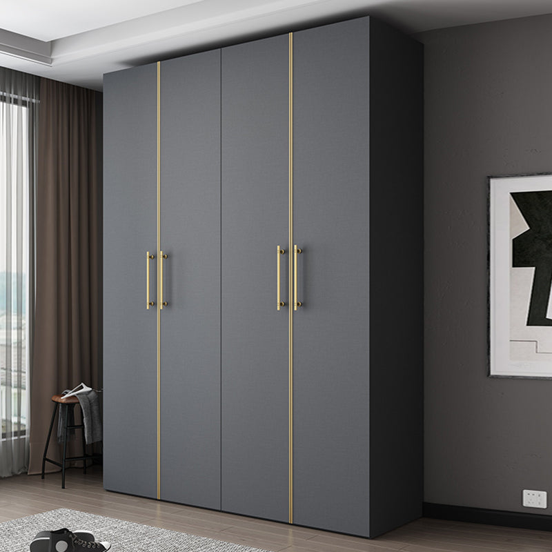 Modern Wardrobe Closet Grey Engineered Wood Wardrobe Cabinet