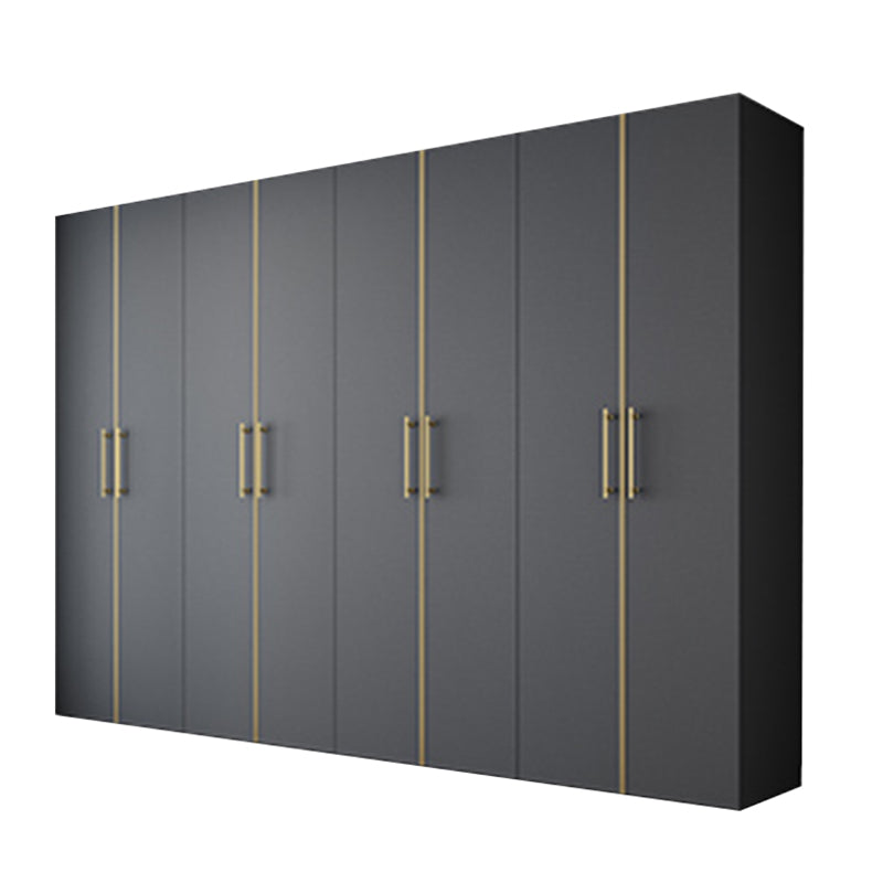 Modern Wardrobe Closet Grey Engineered Wood Wardrobe Cabinet