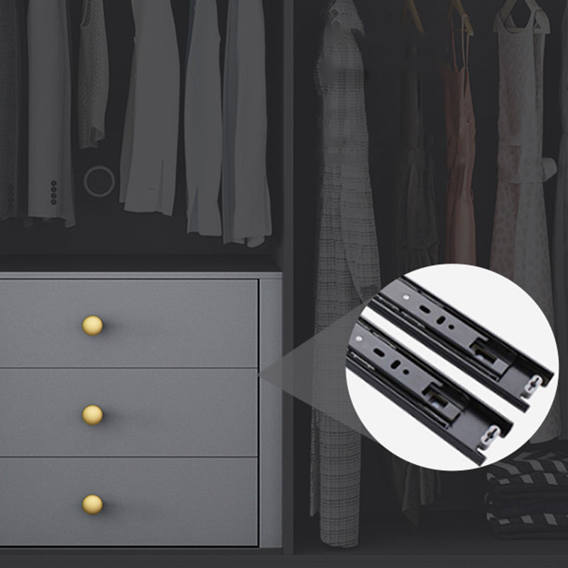 Modern Wardrobe Closet Grey Engineered Wood Wardrobe Cabinet