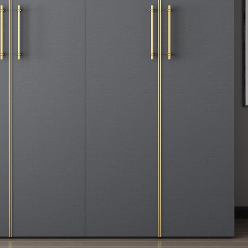 Modern Wardrobe Closet Grey Engineered Wood Wardrobe Cabinet
