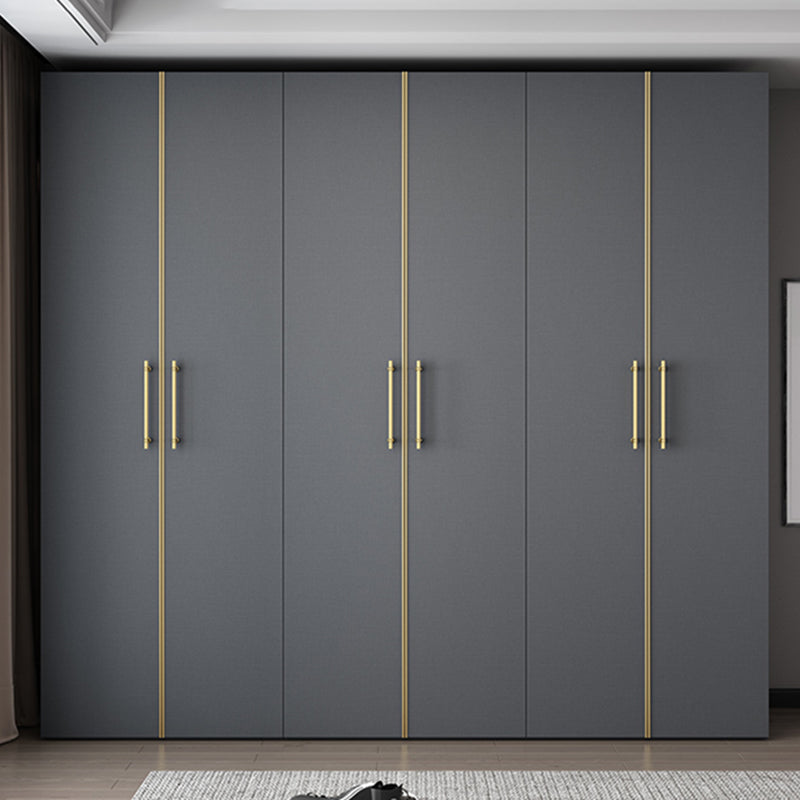 Modern Wardrobe Closet Grey Engineered Wood Wardrobe Cabinet