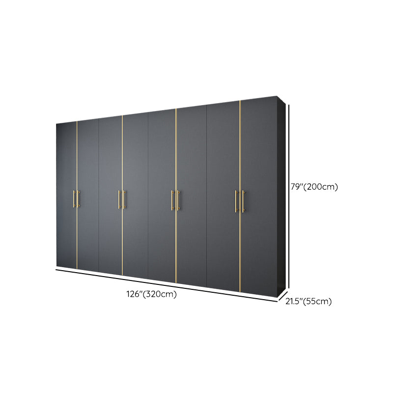 Modern Wardrobe Closet Grey Engineered Wood Wardrobe Cabinet