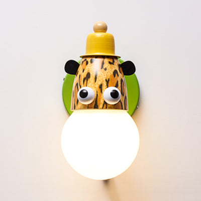 Dierenhoofd kleuterschool muur licht metaal metalen licht moderne schattige sconce lamp in groen