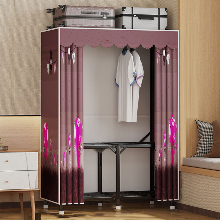 Modern Style Freestanding Wardrobe Armoire Metal Wardrobe with Shelves and Clothes Rail