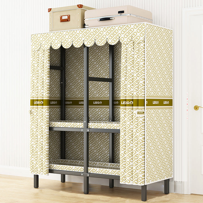 Modern Style Freestanding Wardrobe Armoire Metal Wardrobe with Shelves and Clothes Rail