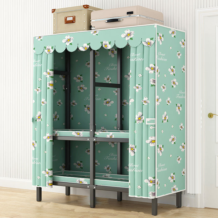 Modern Style Freestanding Wardrobe Armoire Metal Wardrobe with Shelves and Clothes Rail