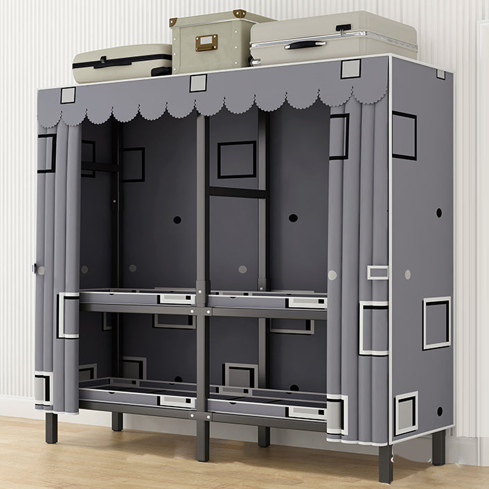 Modern Style Freestanding Wardrobe Armoire Metal Wardrobe with Shelves and Clothes Rail