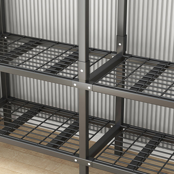 Modern Style Freestanding Wardrobe Armoire Metal Wardrobe with Shelves and Clothes Rail