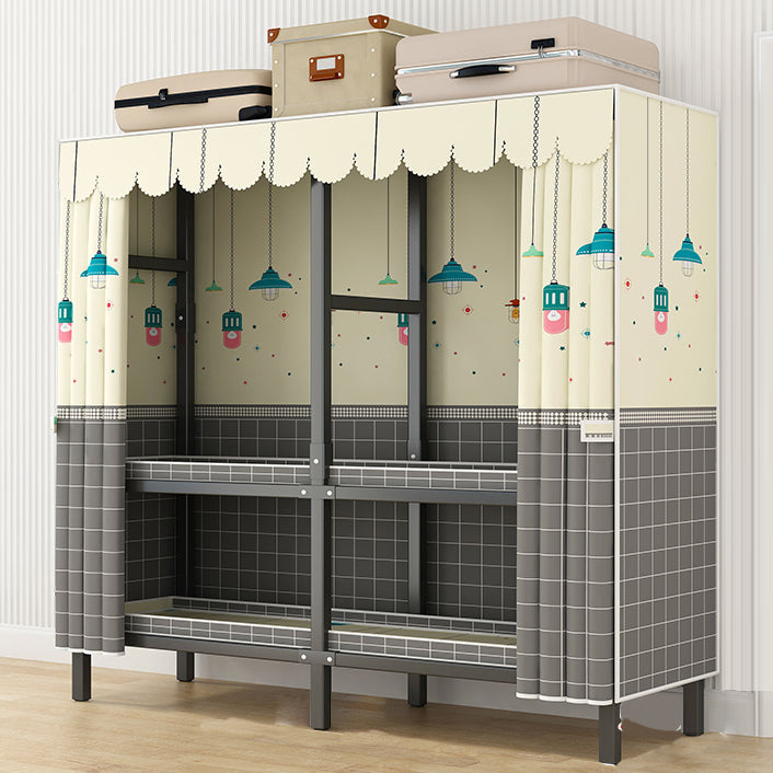 Modern Style Freestanding Wardrobe Armoire Metal Wardrobe with Shelves and Clothes Rail