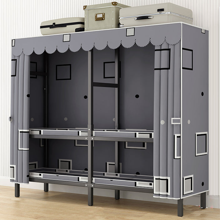 Modern Style Freestanding Wardrobe Armoire Metal Wardrobe with Shelves and Clothes Rail