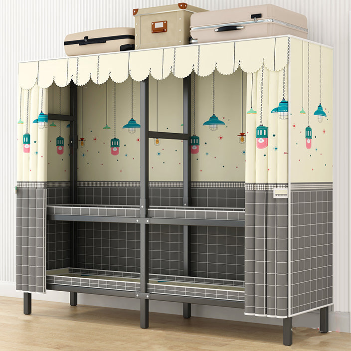 Modern Style Freestanding Wardrobe Armoire Metal Wardrobe with Shelves and Clothes Rail