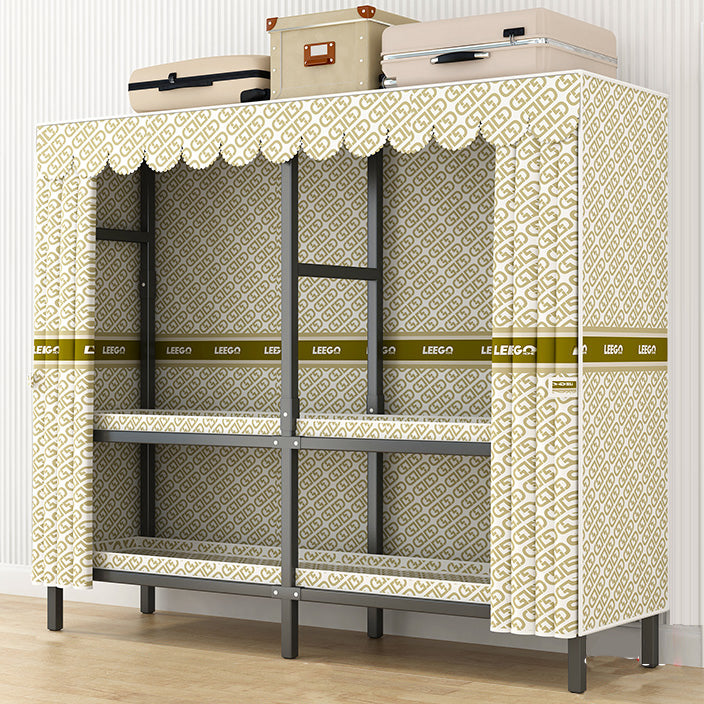 Modern Style Freestanding Wardrobe Armoire Metal Wardrobe with Shelves and Clothes Rail