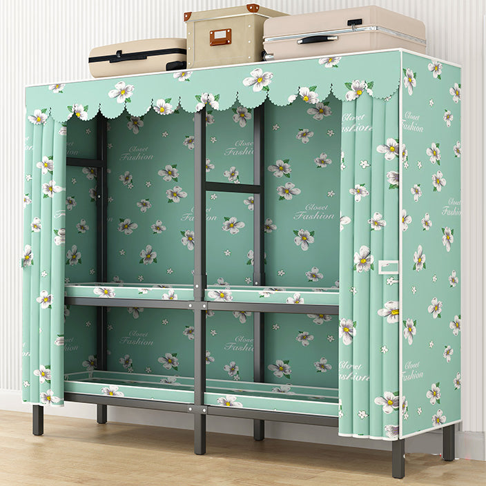 Modern Style Freestanding Wardrobe Armoire Metal Wardrobe with Shelves and Clothes Rail