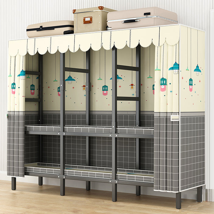 Modern Style Freestanding Wardrobe Armoire Metal Wardrobe with Shelves and Clothes Rail