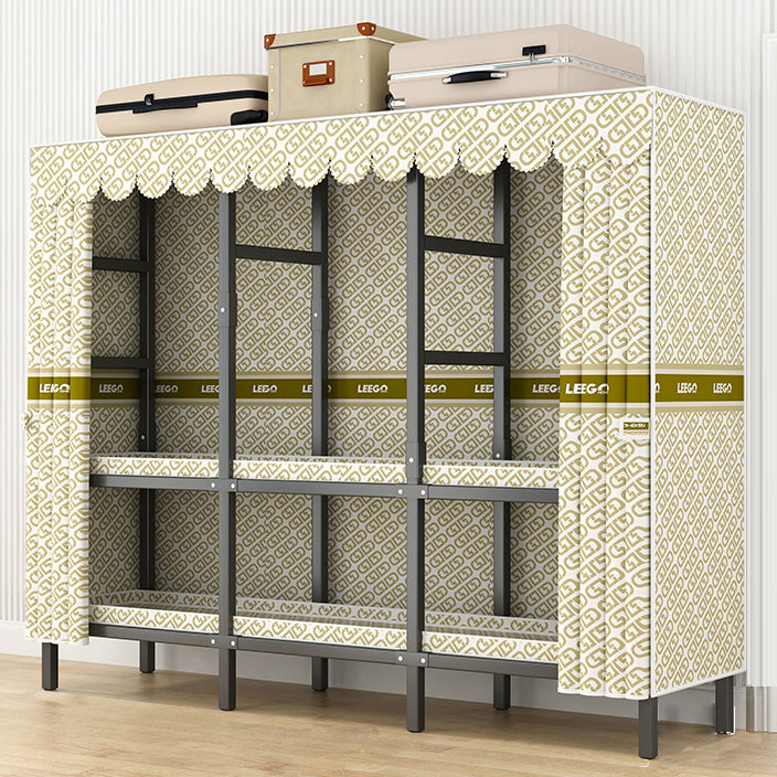 Modern Style Freestanding Wardrobe Armoire Metal Wardrobe with Shelves and Clothes Rail