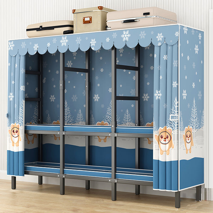 Modern Style Freestanding Wardrobe Armoire Metal Wardrobe with Shelves and Clothes Rail