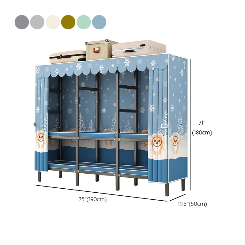 Modern Style Freestanding Wardrobe Armoire Metal Wardrobe with Shelves and Clothes Rail